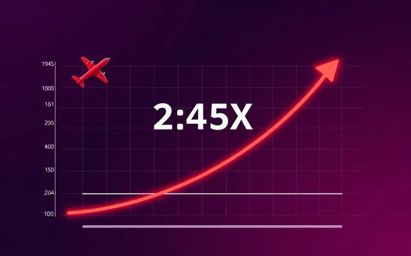 Jeu crash Aviator avec courbe multiplicateur à 2,45x